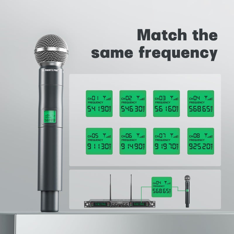 Phenyx Pro Professional Wireless Microphone, 541.9MHz UHF Dynamic Microphone, Metal Cordless Mic, Handheld Mic Transmitter for PTU-5000/PTU-4000 Series (PWH-5-541.9) - Image 4